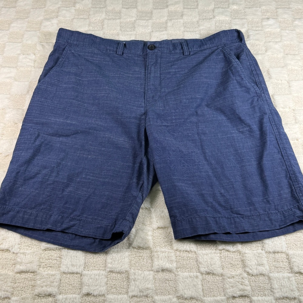 Tommy Hilfiger Mens Blue Micro Stripe Flat Front Cotton Shorts Size 38